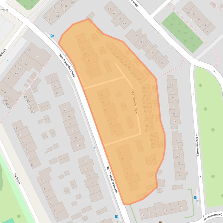 Kaart van postcodegebied 2241PN.