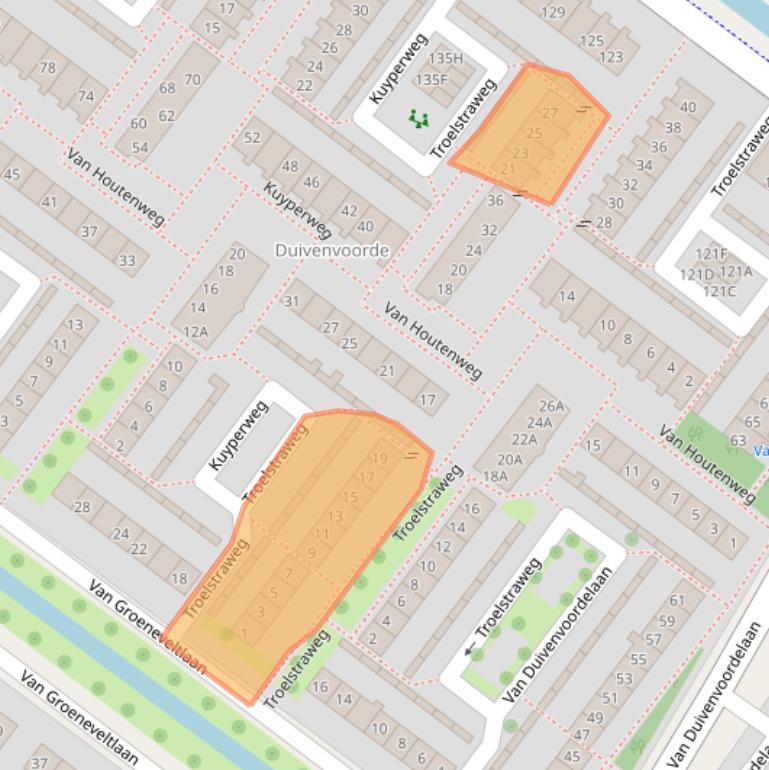 Kaart van postcodegebied 2241PR.