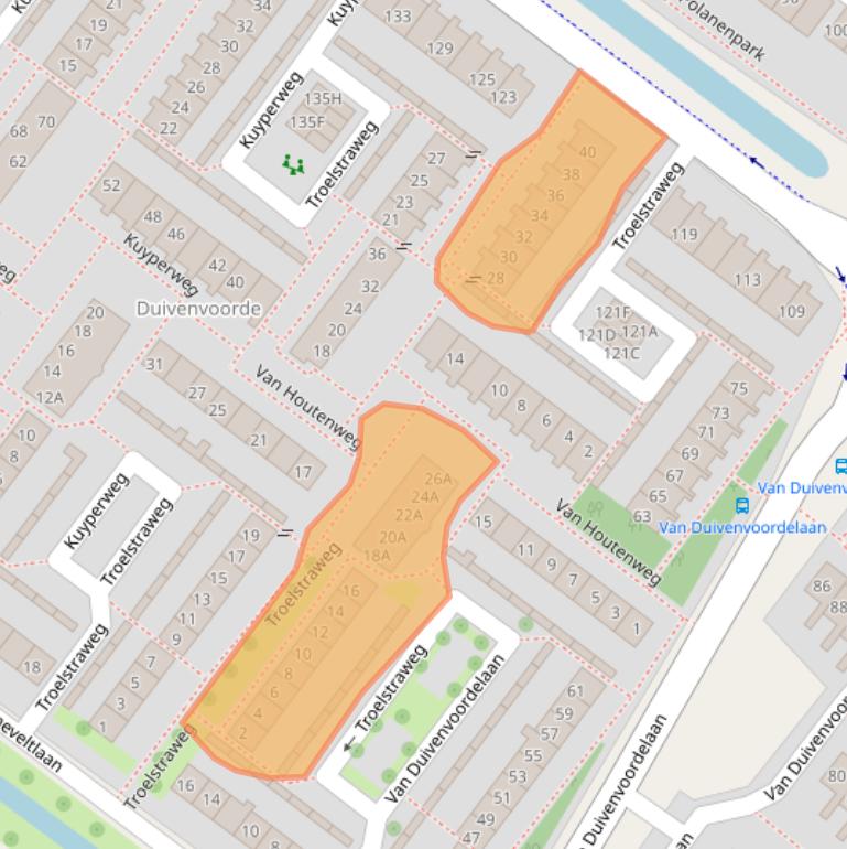 Kaart van postcodegebied 2241PS.