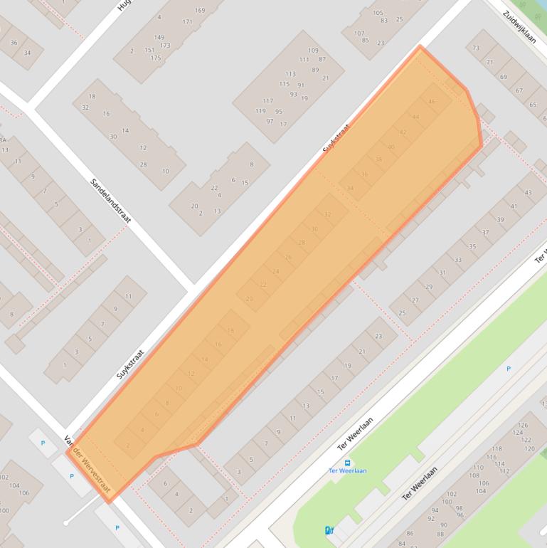 Kaart van postcodegebied 2241TW.