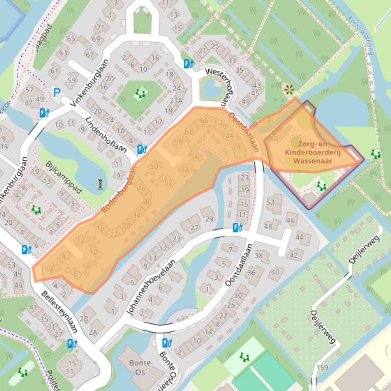 Kaart van postcodegebied 2241WT.