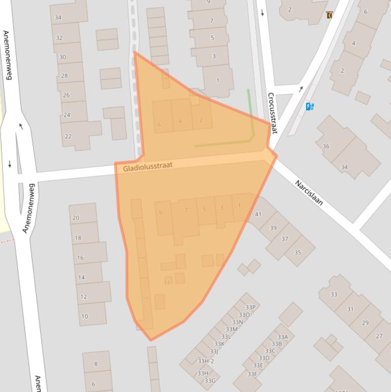 Kaart van postcodegebied 2241XA.