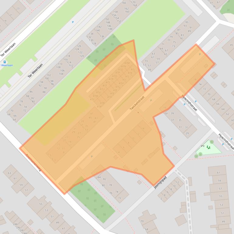 Kaart van postcodegebied 2241XE.