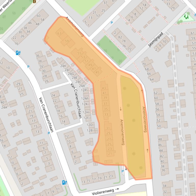 Kaart van postcodegebied 2241XJ.