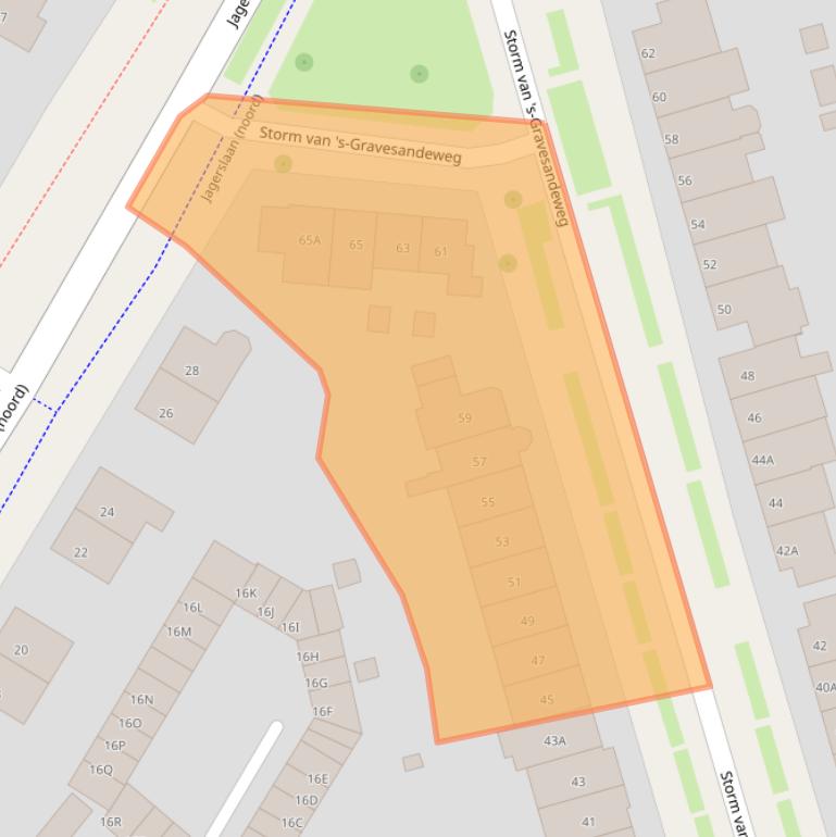 Kaart van postcodegebied 2242JC.