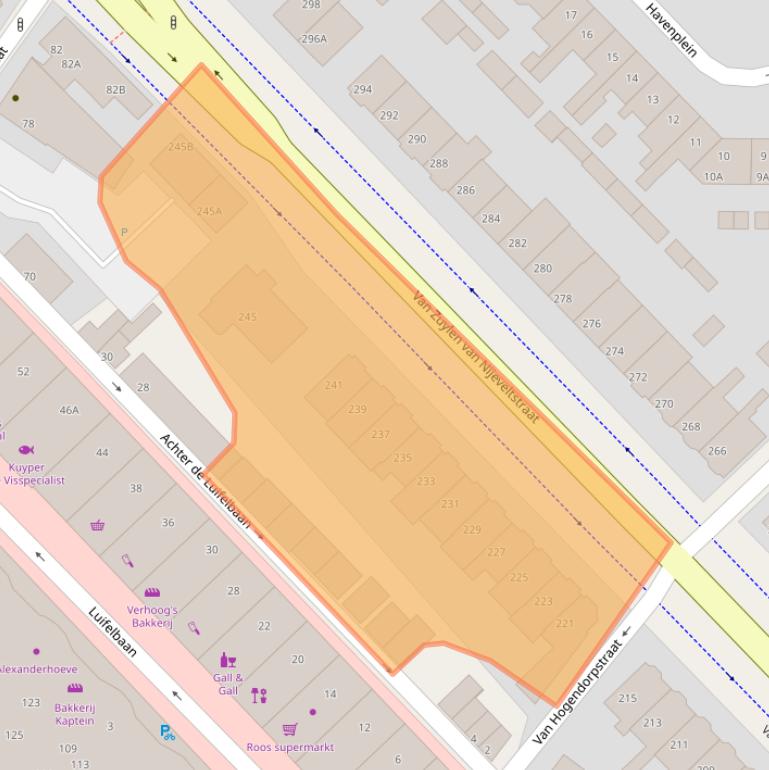 Kaart van postcodegebied 2242LG.