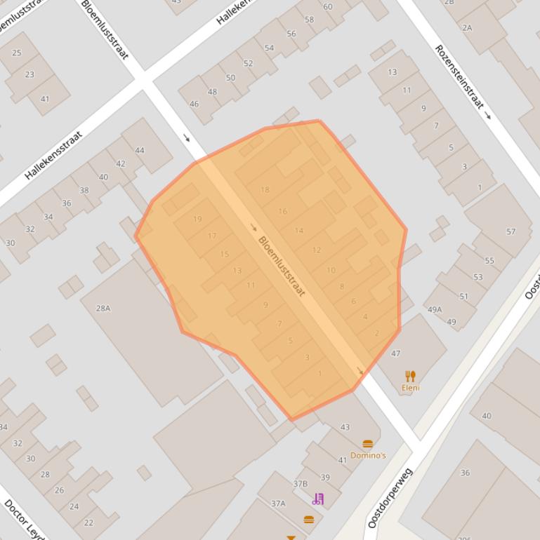 Kaart van postcodegebied 2242VJ.