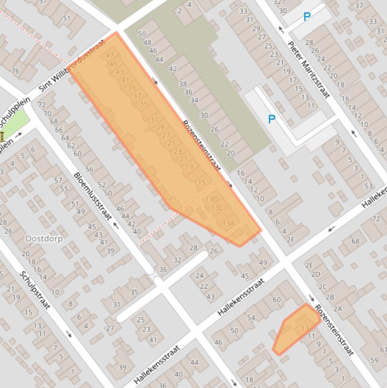 Kaart van postcodegebied 2242VR.