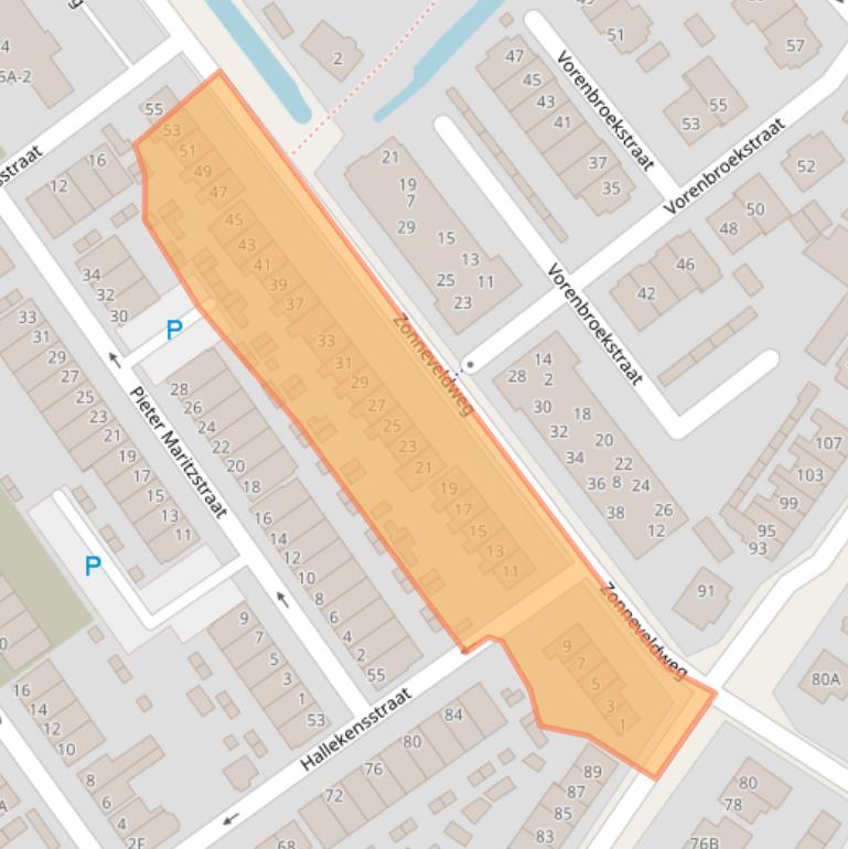 Kaart van postcodegebied 2242XV.