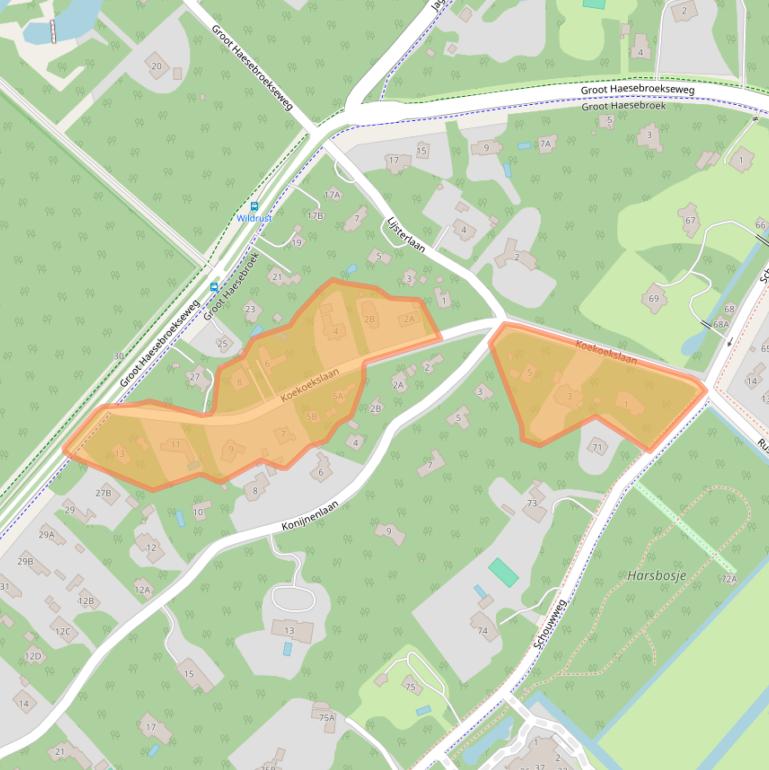 Kaart van postcodegebied 2243AT.