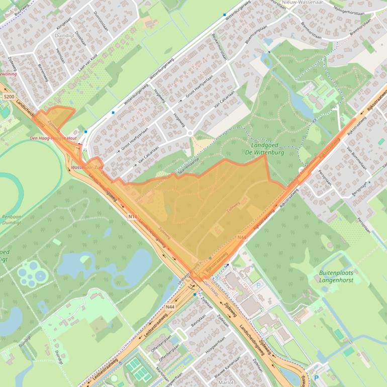 Kaart van postcodegebied 2244BE.