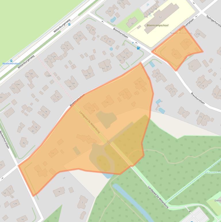 Kaart van postcodegebied 2244EB.