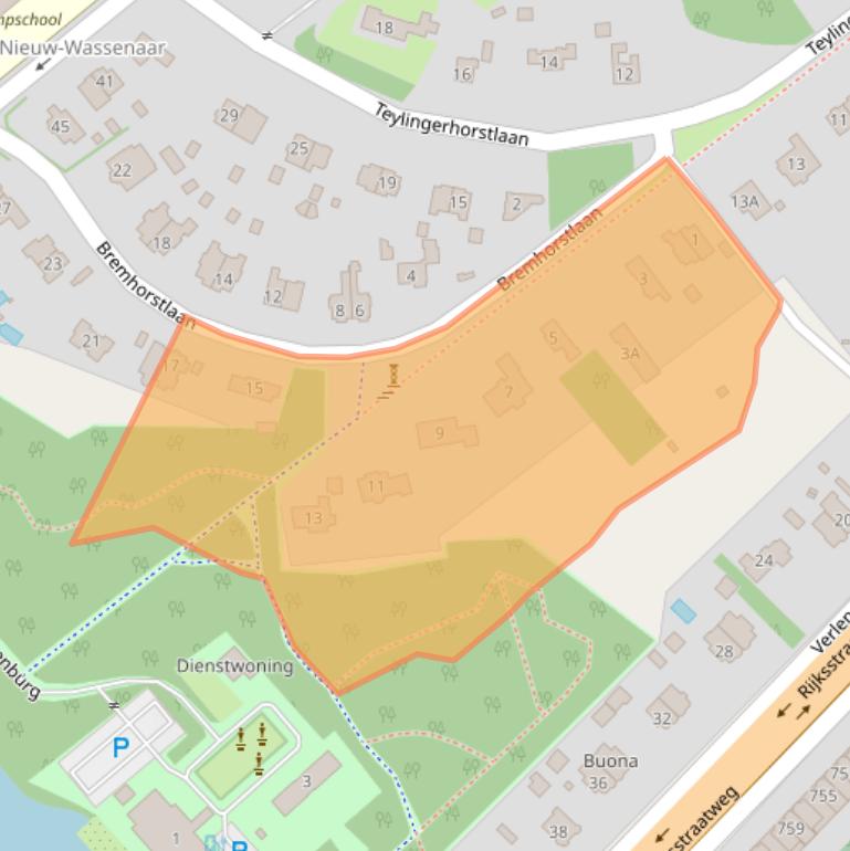 Kaart van postcodegebied 2244EN.