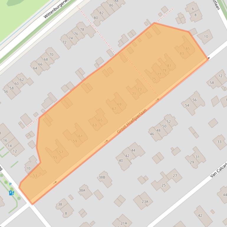 Kaart van postcodegebied 2244GG.