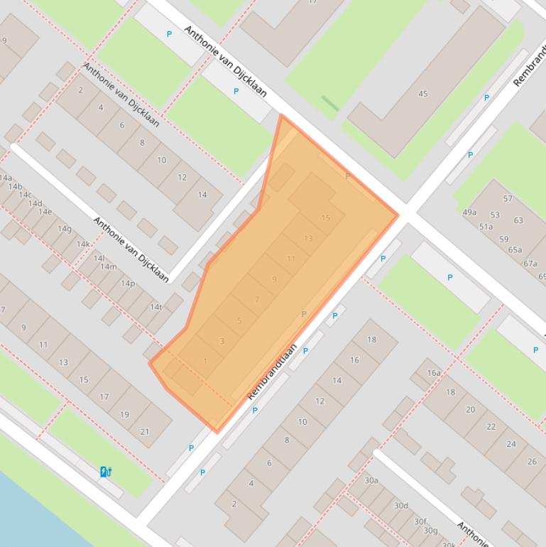 Kaart van postcodegebied 2251GT.