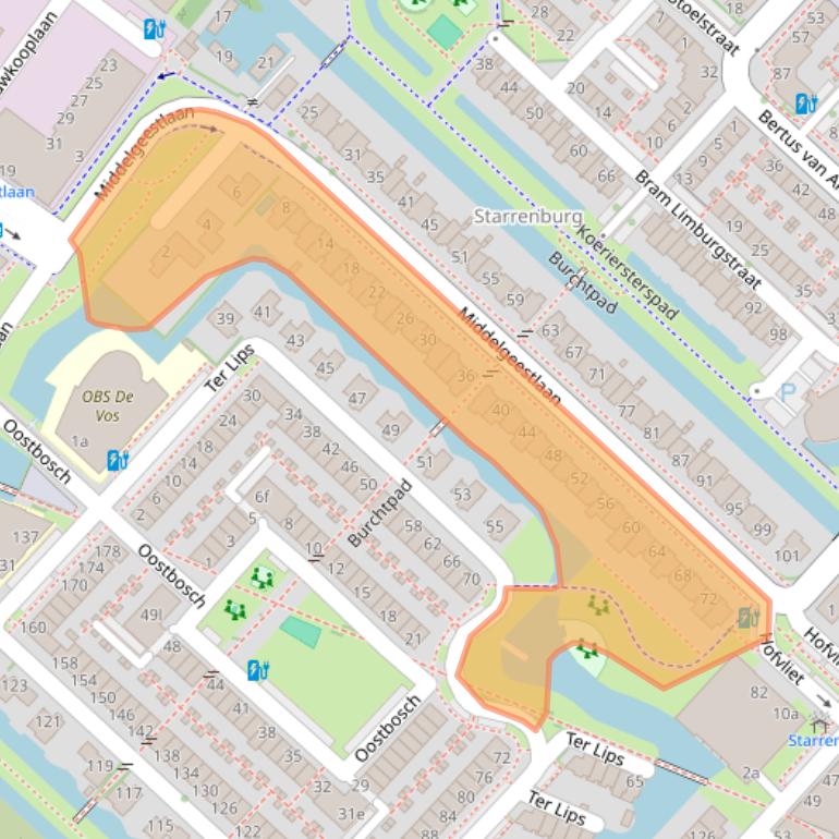 Kaart van postcodegebied 2251RZ.