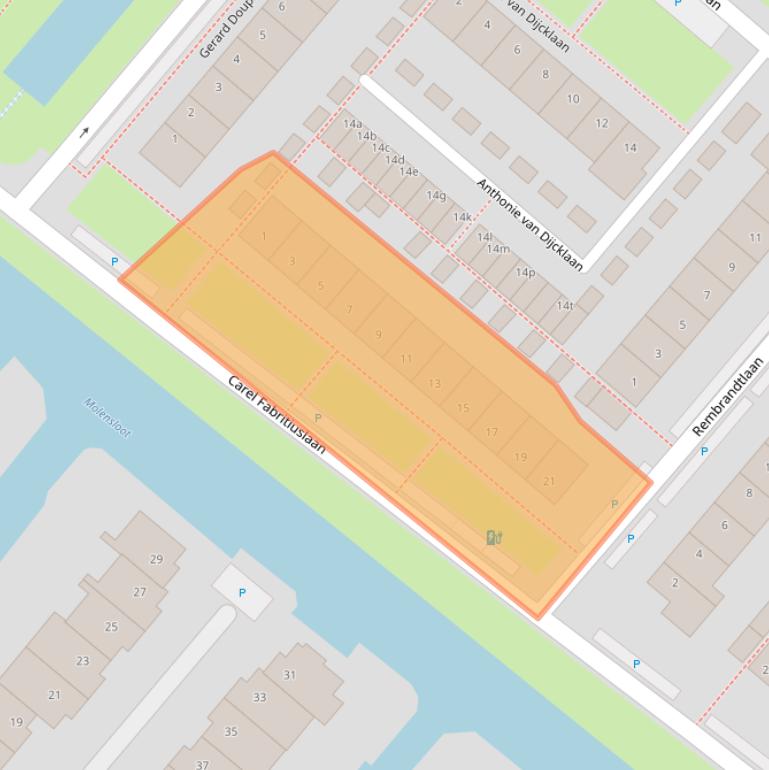 Kaart van postcodegebied 2251XA.