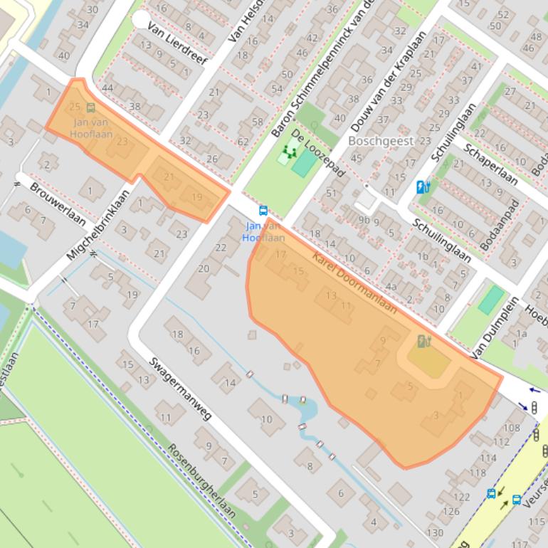 Kaart van postcodegebied 2252BE.