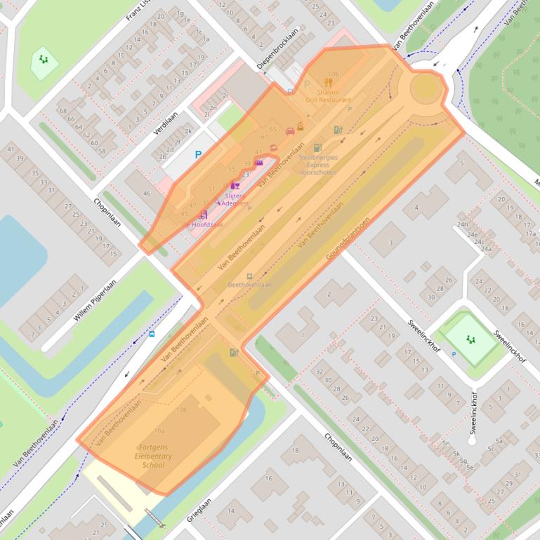 Kaart van postcodegebied 2253BE.