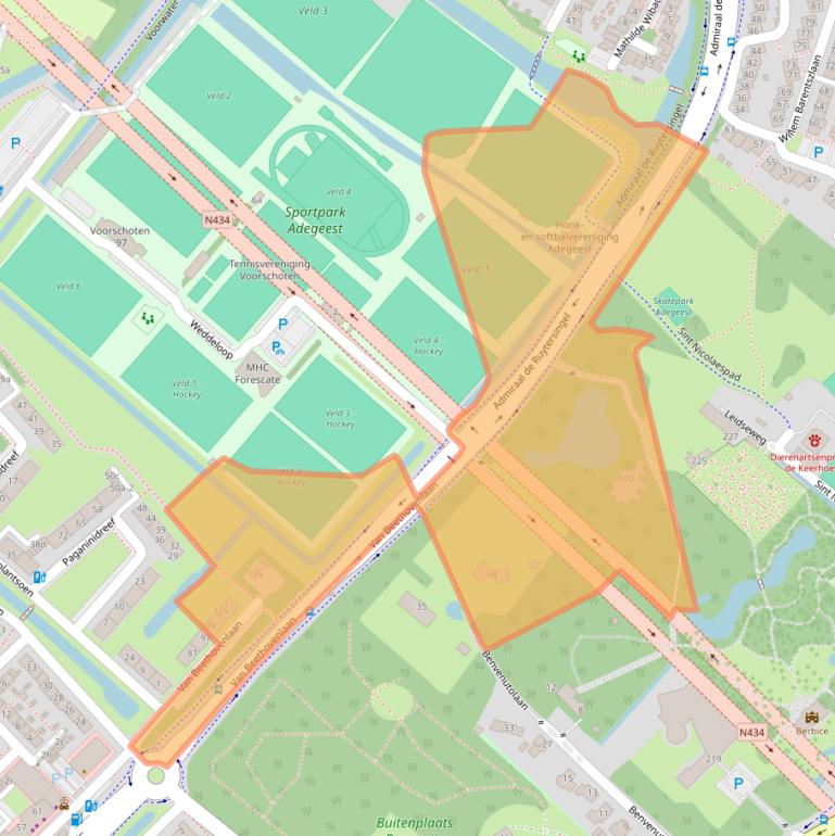 Kaart van postcodegebied 2253BH.