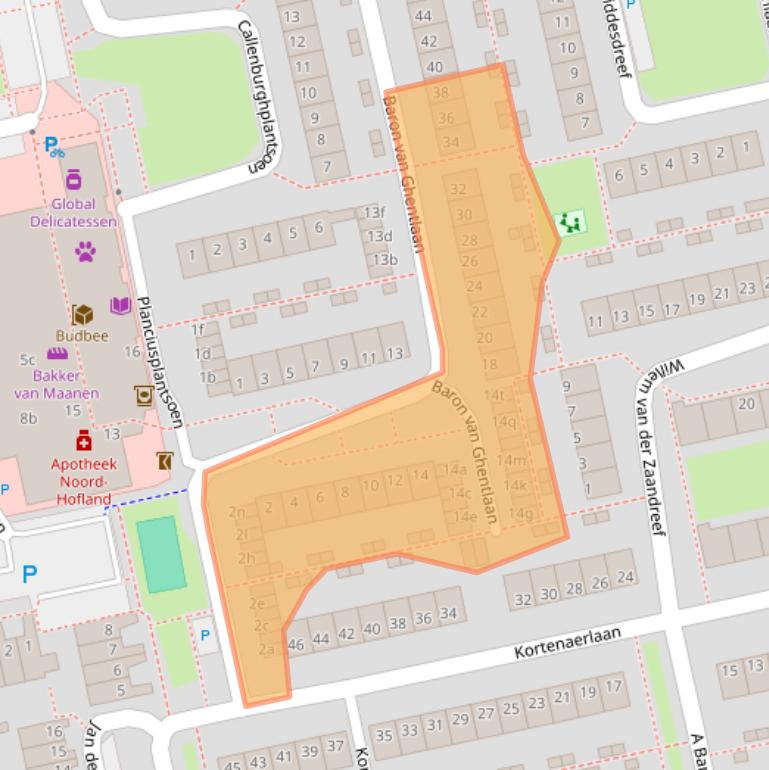 Kaart van postcodegebied 2253TL.