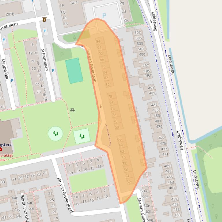 Kaart van postcodegebied 2253VD.