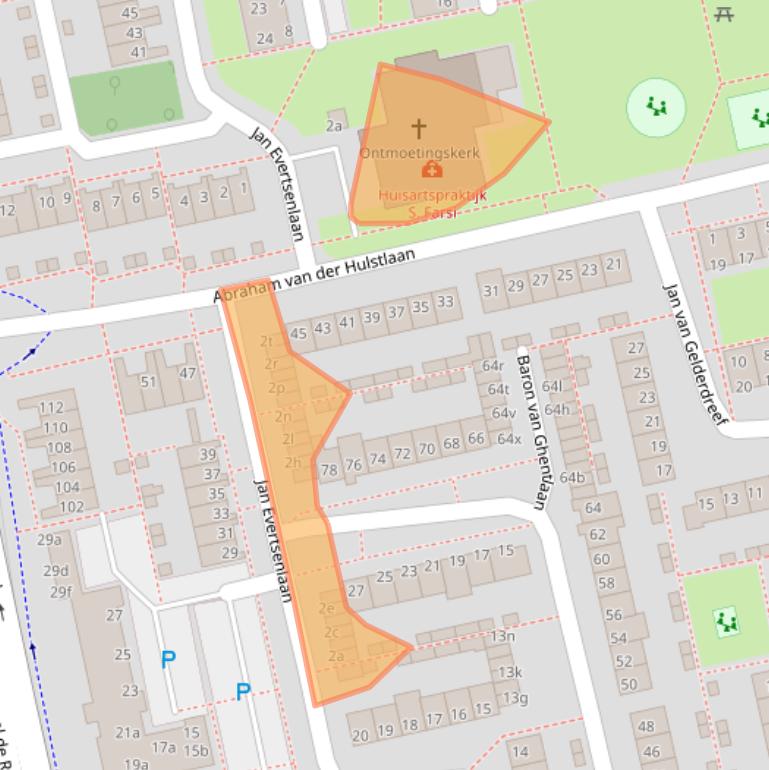 Kaart van postcodegebied 2253XG.