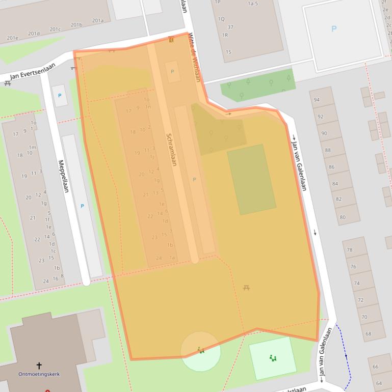 Kaart van postcodegebied 2253XK.