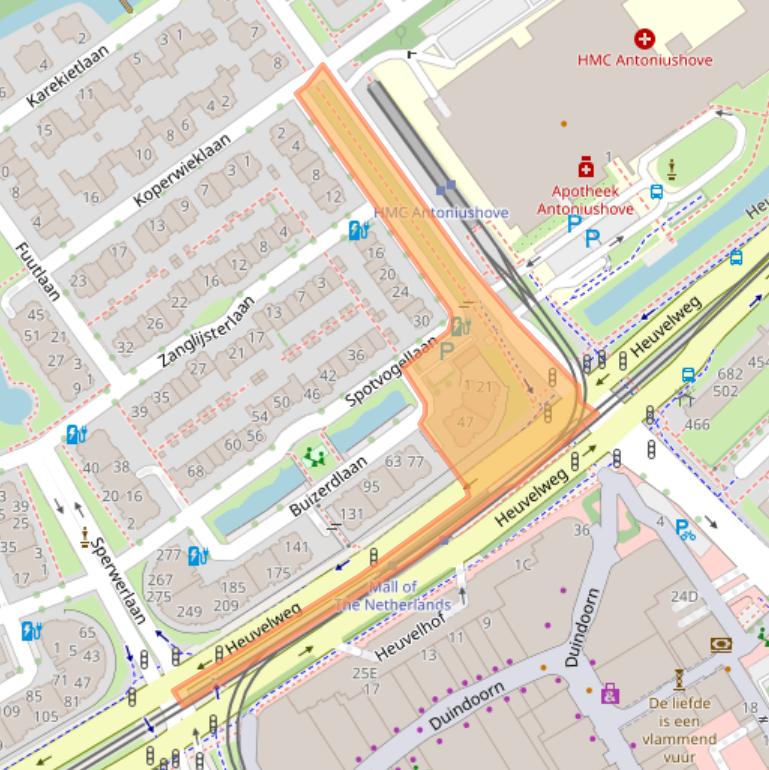 Kaart van postcodegebied 2261CR.