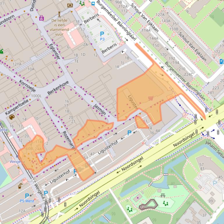 Kaart van postcodegebied 2262AC.