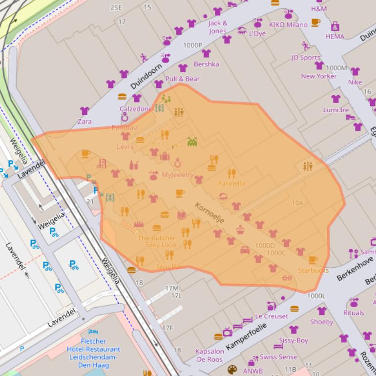 Kaart van postcodegebied 2262AX.