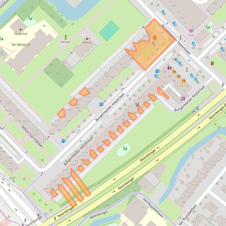 Kaart van postcodegebied 2262BJ.