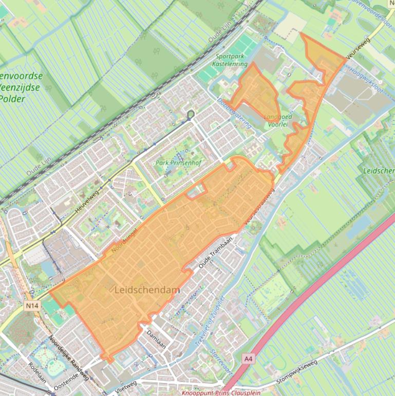 Kaart van postcodegebied 2264.