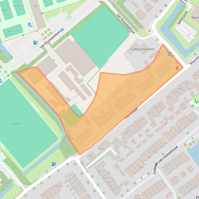 Kaart van postcodegebied 2264AJ.