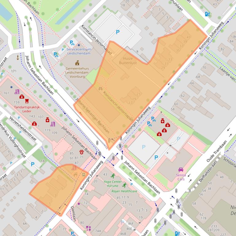 Kaart van postcodegebied 2264BA.