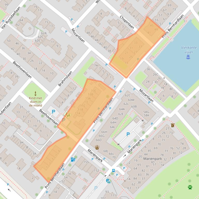 Kaart van postcodegebied 2264CA.