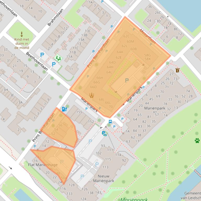 Kaart van postcodegebied 2264CE.