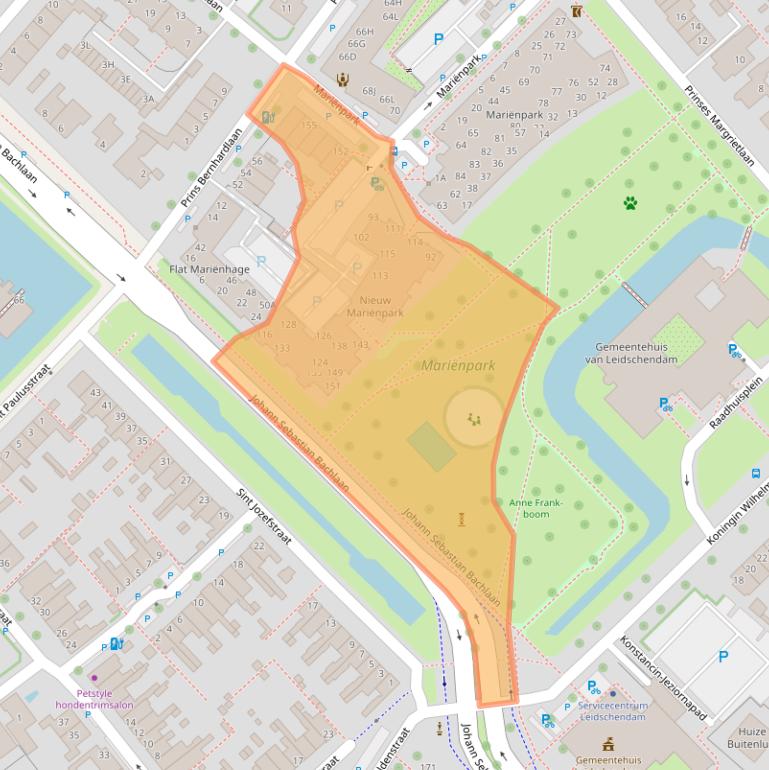 Kaart van postcodegebied 2264CZ.