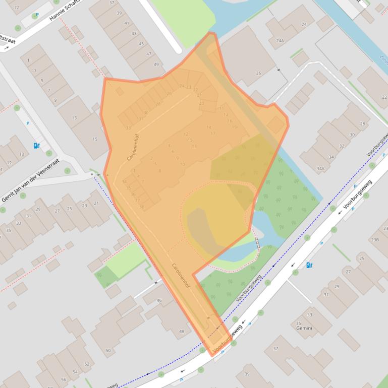 Kaart van postcodegebied 2264DZ.