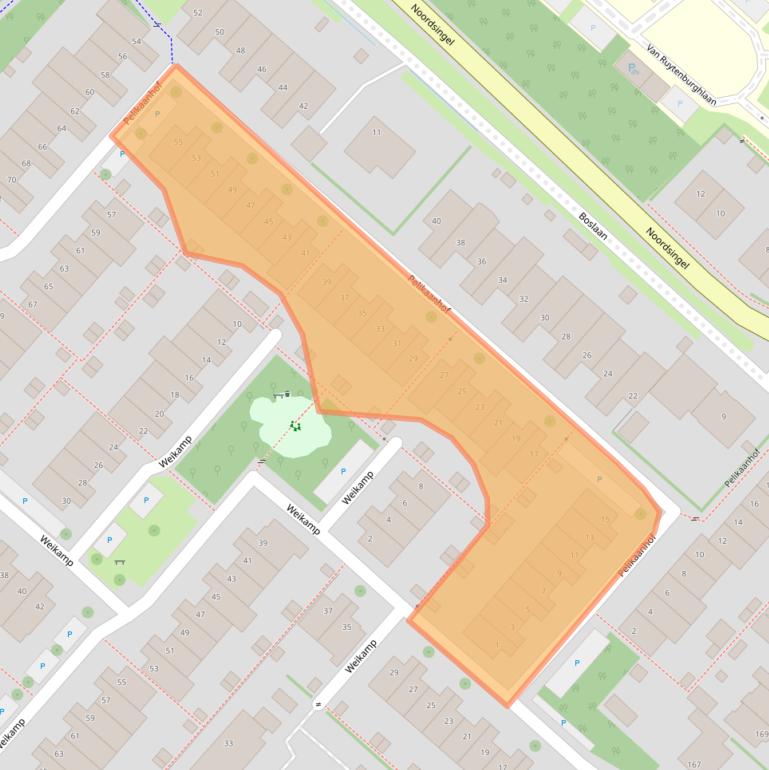 Kaart van postcodegebied 2264JG.