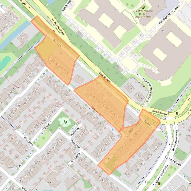 Kaart van postcodegebied 2264JJ.