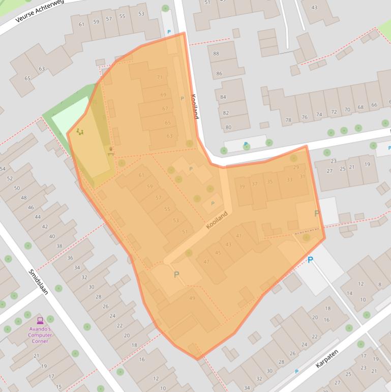 Kaart van postcodegebied 2264MT.