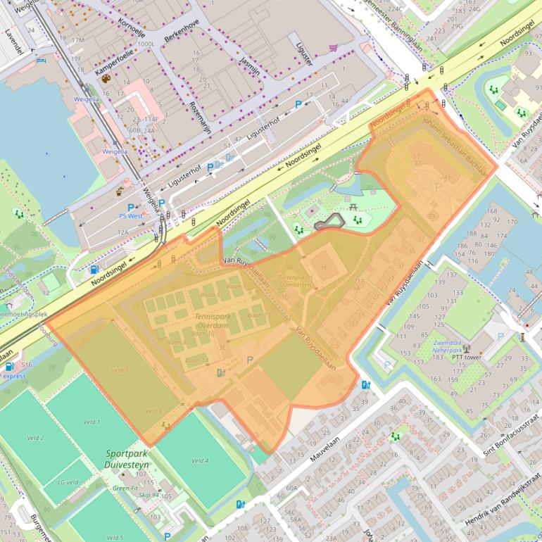 Kaart van postcodegebied 2264TK.