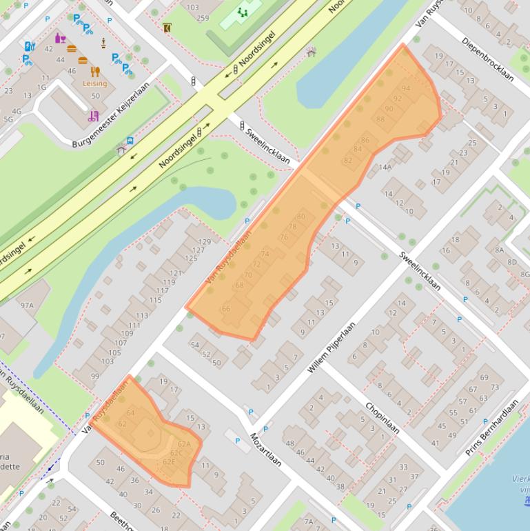 Kaart van postcodegebied 2264TM.