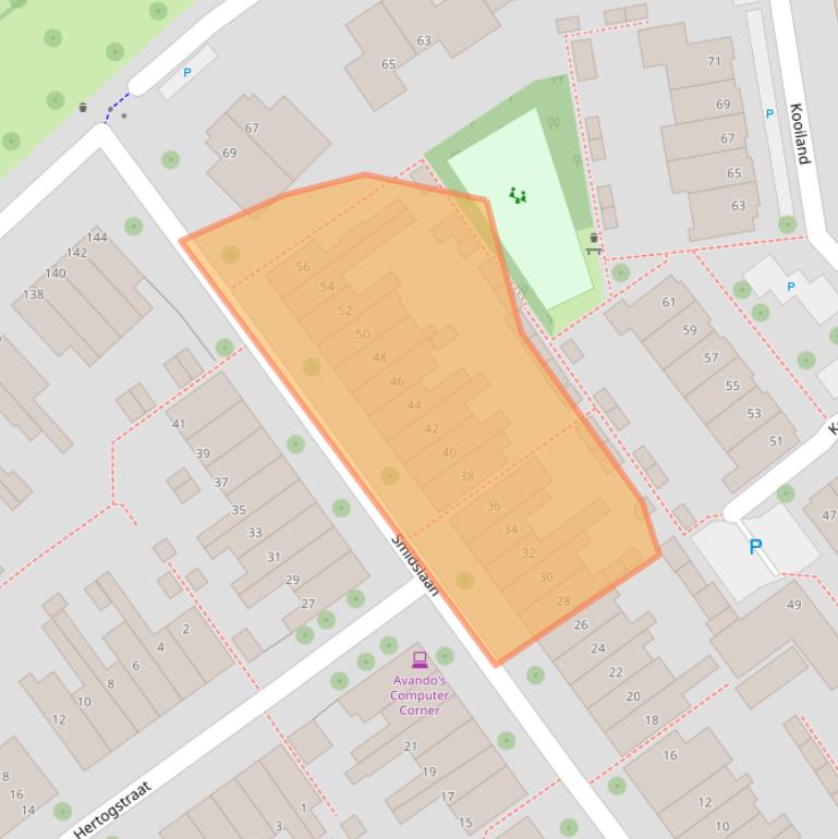 Kaart van postcodegebied 2264TZ.