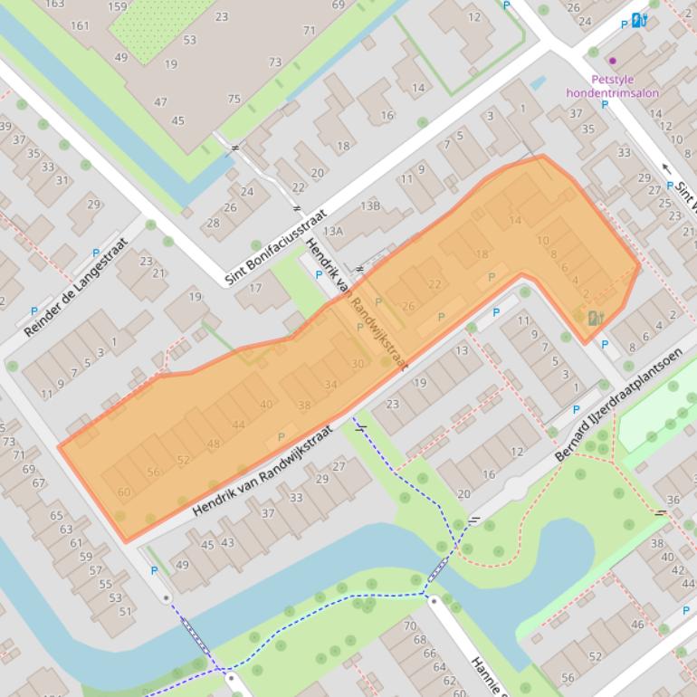 Kaart van postcodegebied 2264XK.