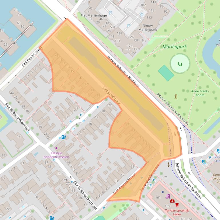 Kaart van postcodegebied 2264XW.