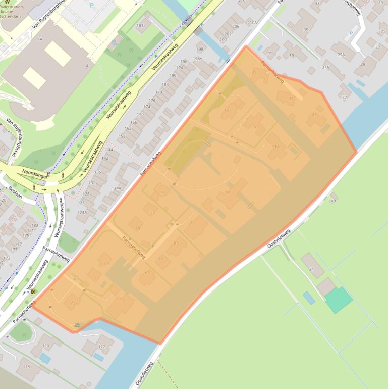 Kaart van postcodegebied 2265CR.