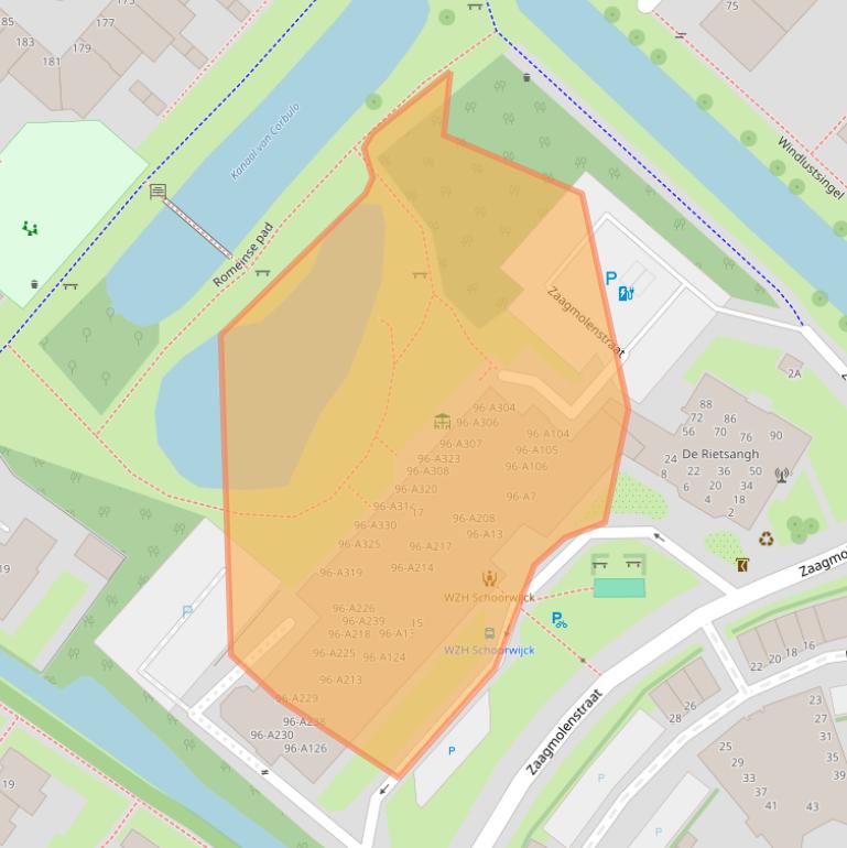 Kaart van postcodegebied 2265WZ.