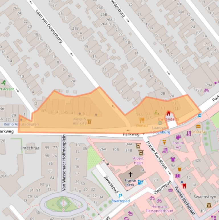 Kaart van postcodegebied 2271AE.